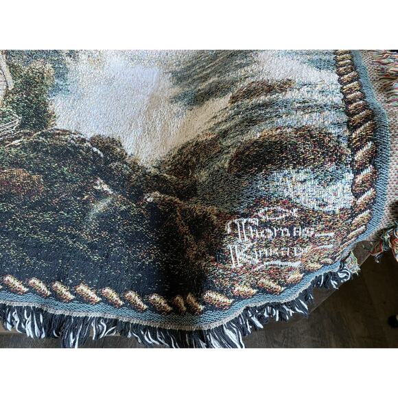 Thomas Kincade Woven Tapestry USA Lighthouse Scene Heavyweight 65 X 44 - Picture 5 of 7